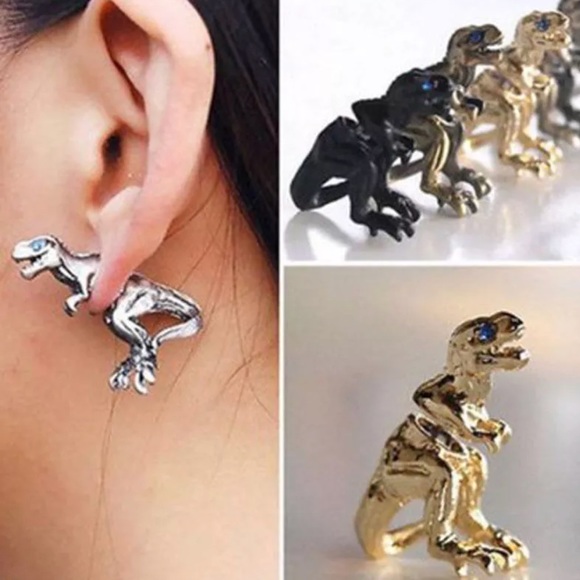 Posherpooch Jewelry - 🌺3/$25 1 Pair T-Rex Dinosaur Earrings NEW Silver